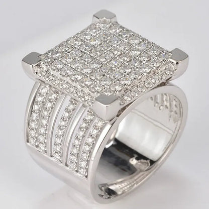 Men's Natural White Stone 925 Sterling Silver Ring Gifts