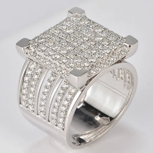 Men's Natural White Stone 925 Sterling Silver Ring Gifts
