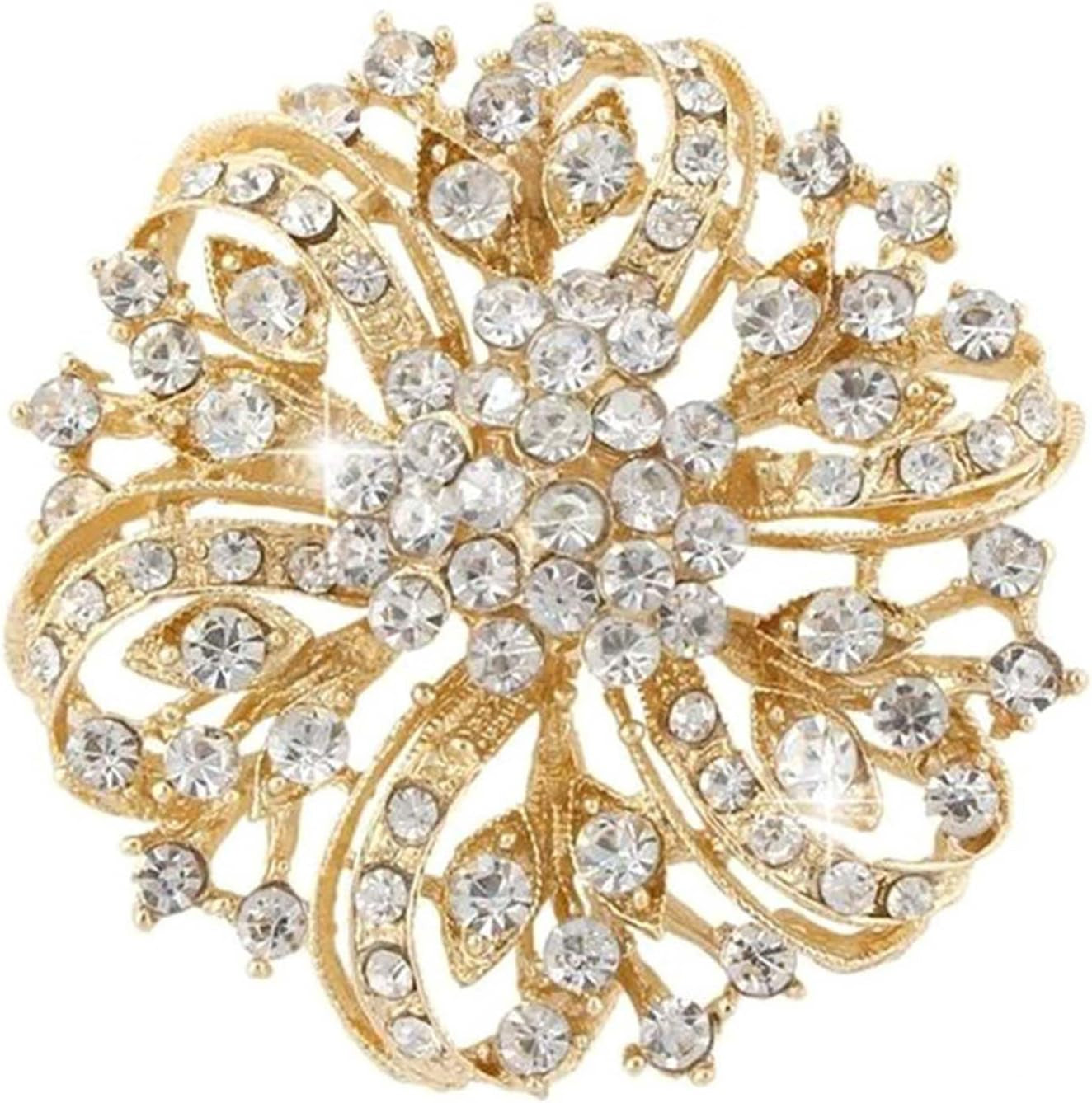 Crystal Rhinestone Flower Brooch Pin for Women Wedding Bouquet Brooch Gift Bridesmaid Party Jewelry for Girls