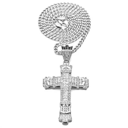 Men's Fashion accessories 925 Silver / Gold DIAMOND Cross Pendant Necklace Chain Cross Necklace
