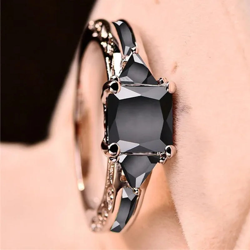 Women Silver Plated Princess Cut Garnet Red Ruby Wedding Ring Party Jewelry Gifts Size 4 5 6 7 8 9 10 11