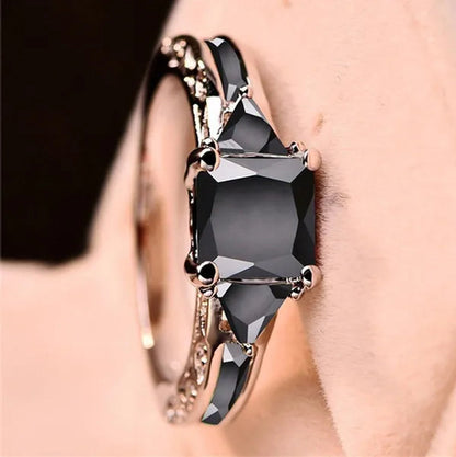 Women Silver Plated Princess Cut Garnet Red Ruby Wedding Ring Party Jewelry Gifts Size 4 5 6 7 8 9 10 11