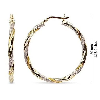 Luxury 14K Solid Gold Hoop Earrings Spiral Circle Earrings Simple Earrings Big Circle Gold Color Loop Earrings for Women