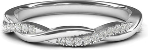 14K White Gold 2.5Mm Petite Twisted Vine Simulated Diamond Ring Wedding Band Matching Ring