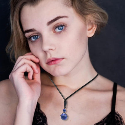 Crystal Necklace for Women Men, Protection round Bead Pendant Necklaces for Spiritual, Natural Gemstone Chakra Stone Healing Crystals Necklace with Adjustable Rope Cord