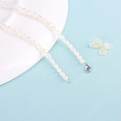 925 Sterling Silver Cross Pendant Freshwater Pearl Necklace for Women'S Pearl Strand Necklaces