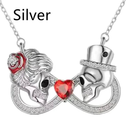 Exquisite and Creative Women's Infinite Necklace Diamond Necklace Skull Necklace Couple Necklace Ruby Pendant Skull Jewelry Accessories Fashion Women's Valentine's Day Anniversary Gift
