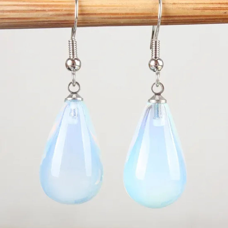 1Pair 13X22MM Amethyst Clear Quartz Lapis Lazuli Turquoise Rose Quartz Opal Obsidian Jasper Drop Cone Bead Hook Dangle Earrings