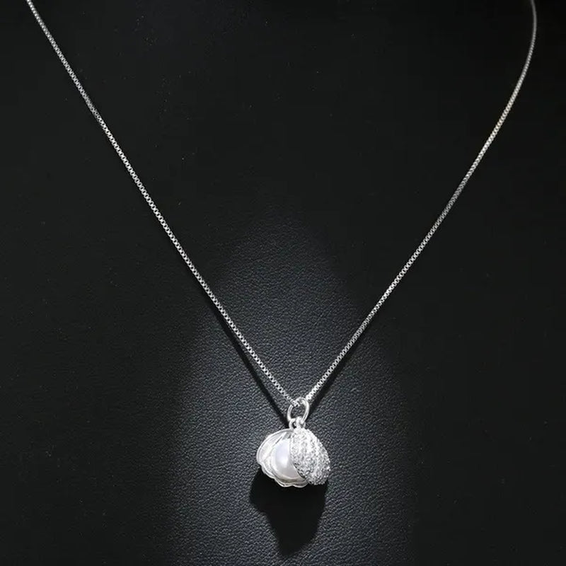 925 Sterling Silver Natural Pearl Pendant Necklace Sterling Pearl Conch Shell Pendant Necklace Lady Necklace Women Jewelry