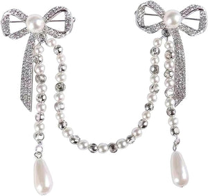 Unique Brooches for Women Pearl Butterfly Corsage Tassel Brooch Elegant Diamond Breast Pin Chain for Women Lady Pin Brooch for Parties
