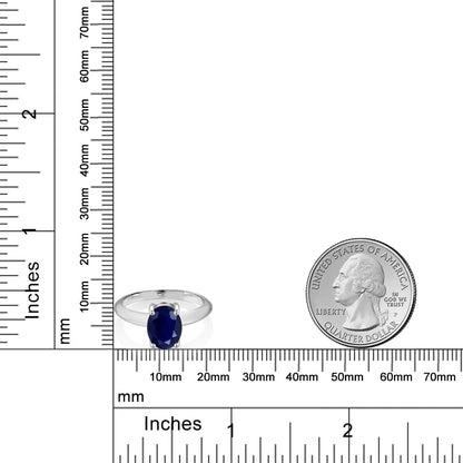 925 Sterling Silver Blue Sapphire Solitaire Engagement Ring for Women (2.50 Cttw, Oval 9X7MM, Gemstone September Birthstone, Available in Size 5, 6, 7, 8, 9)