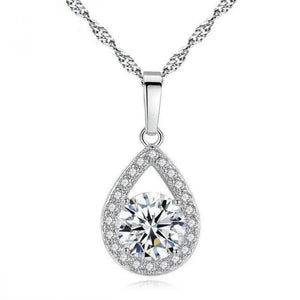 Delicate Teardrop Plated Moissanite Cubic Zirconia Necklace for Women Bridal Engagement Wedding Fine Jewelry Gift