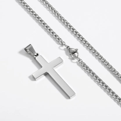 Cross Necklace for Men Boys Women 16-24 Inches Stainless Steel Cross Pendant Chain Religious Gift