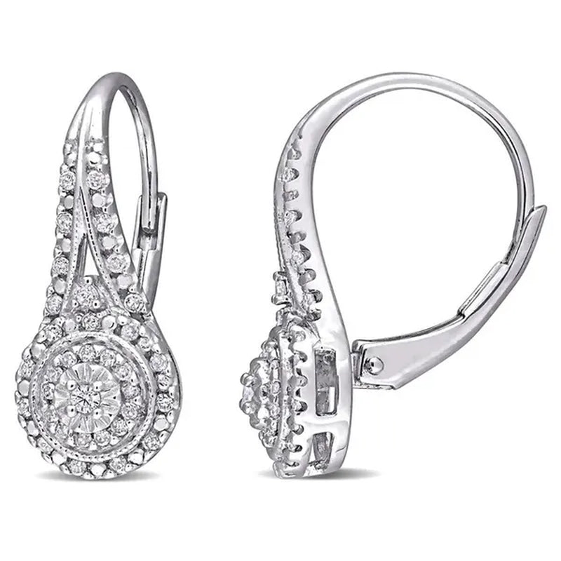Women Elegant Micro Pave Round Cut Diamond Hoop Huggies Earrings Party Daily Engagement Birthday Gifts Jewelry