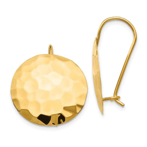 14K Yellow Gold Hammered Circle Earrings (23Mm X 18Mm)