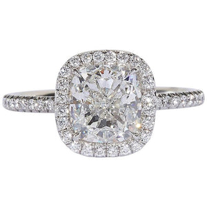 2.04 Carat GIA Cushion Cut Diamond Platinum Engagement Ring