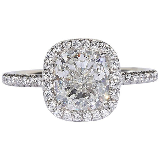 2.04 Carat GIA Cushion Cut Diamond Platinum Engagement Ring