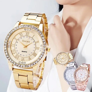 Luxury Brand Ladies Quartz Watches Women Full Diamond Rose Watch Gold Fashion Watch for Gift Clock Reloj Mujer Montre Femme