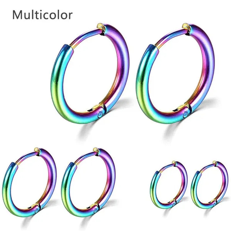 8Mm to 25Mm Unisex Stainless Steel Hoop Earring，Stainless Steel Ear Hoops Punk Style Ear Cartilage Hoop Earrings for Men and Women