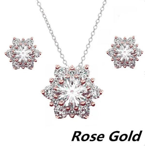 New Creative Diamond Snowflake Necklace Earring Set Pendant Necklace Female Necklace Set