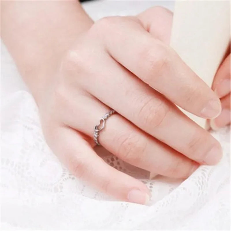 Love Ring 925 Sterling Silver Blue Sapphire Ring Gemstone Heart Ring Women'S Fashion Rings