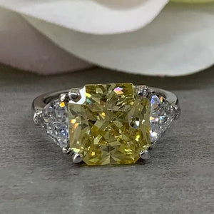 Fashion 925 Pure Silver Round Yellow Diamond Engagement Wedding Anniversary Set Ring Size 6-11