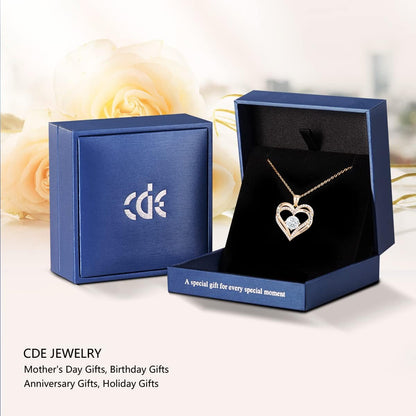 Forever Love Heart Women Necklace 925 Sterling Silver Rose Gold Plated Birthstone Pendant Necklaces for Women with Cubic Jewelry Gifts Birthday Gift for Mom Women Wife Girls Graduation Gifts for Her