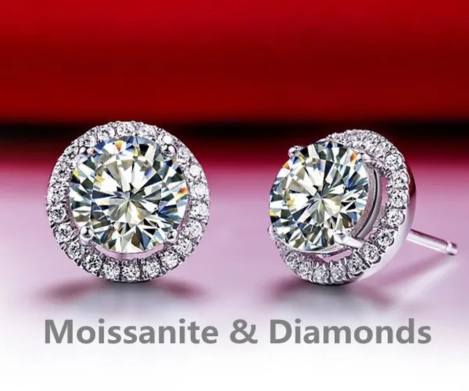 Brilliant round Cut Halo Solitaire Moissanite & Simulated Diamond Solitaire Stud Back Earrings Engagement & Wedding Jewelry Ear Studs Bridal Gift Diamond Stud Earrings Stud Earrings Stud Earrings for Women Jewelry