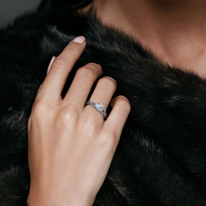 Women'S 1 CT Aquamarine and 1/10 CT T.W. Diamond 10Kt White Gold Infinity Engagement Ring