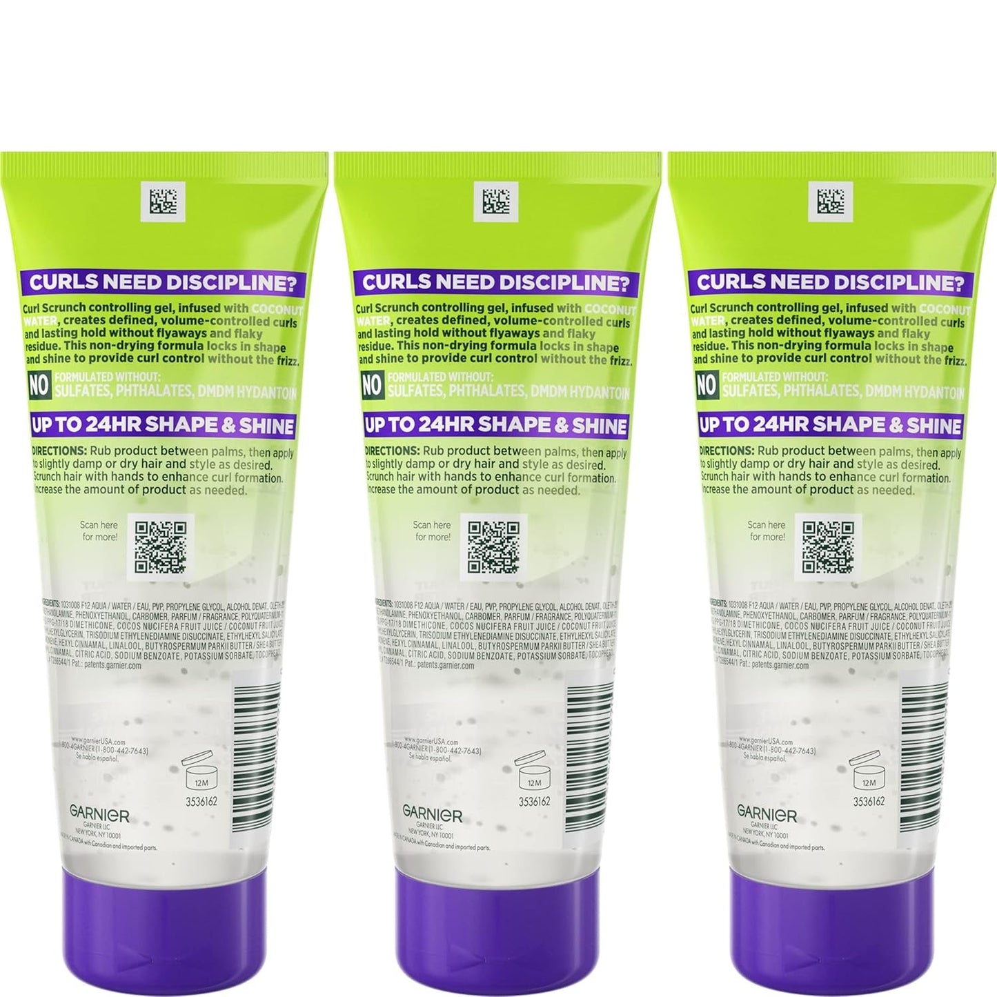 Fructis Style Curl Scrunch Controlling Gel for Shape & Shine, 6.8 Fl Oz, 3 Count (Packaging May Vary)