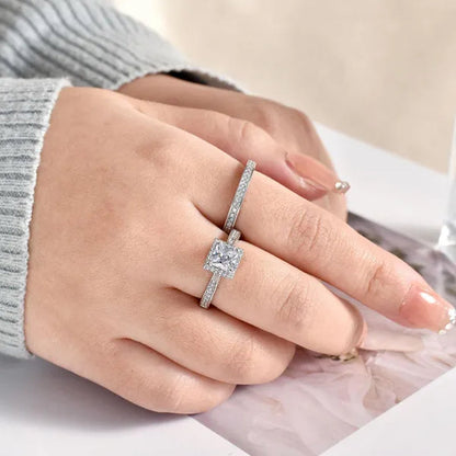 Newshe Vintage Wedding Ring Sets  Engagement Rings for Women Princess Cut AAAAA CZ 925 Sterling Silver Jewelry Gift Sz 4-13