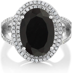 925 Sterling Silver 14X10MM Oval Gemstone Birthstone Ring for Women | Wedding Engagement Anniversary Promise Ring for Women | Available in Size 5, 6, 7, 8, 9