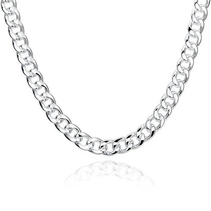 Personality 925 Sterling Silver 10Mm Cuban Chain Necklace for Boy Women Fashion Jewelry Punk Link Necklace Christmas Gifts
