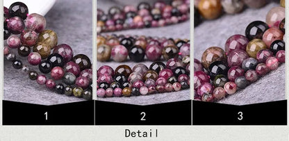 Natural Tourmaline Gemstone Round Beads for Jewelry Making Bracelet Necklace 15inches 4/6/8/10mm Pick Size