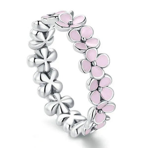 Exquisite Bridal Engagement Wedding Ring Pink Flower Wreath Rings for Women Jewelry