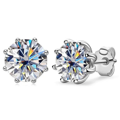 1 Pair Solitaire Diamond Stud Earrings for Women Bridal Wedding Moissanite Earrings