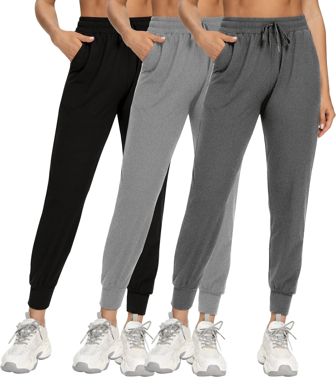 3 Pack Sweatpants for Women-Womens Joggers with Pockets Athletic Leggings for Workout Yoga Running
