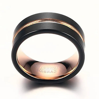 Mens Jewelry Black Rose Gold Elegant Brushed Tungsten Carbide Steel Classics Ring Wedding & Engagement Rings Band from Milkle Gift