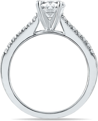AGS Certified 1 1/8 Carat TW Diamond Ring in 14K White Gold (I-J Color, I2-I3 Clarity)