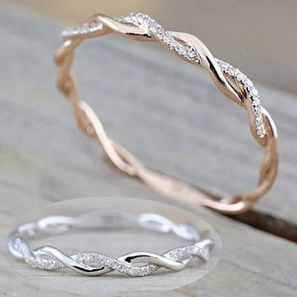 Diamond Ring Engagement Ring Diamond Anniversary Twined Vine Simple Infinity Eternity Ring Bridal Women Promise Ring Anniversary Gold Wedding Bands Size 4-10