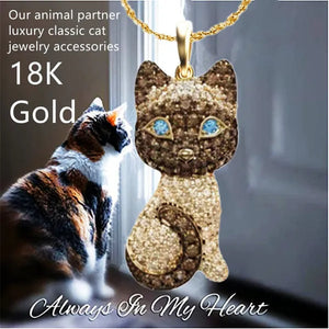 Exquisite Fashion Women's Diamond Animal Jewelry Accessories Gift  Necklace Lovely Cat Pendant European and American Women's Diamond Necklace Birthday Party Valentine's Day Anniversary Gift