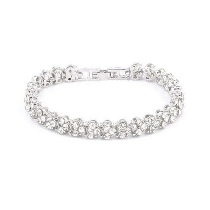 925 Sterling Silver Crystal Diamond Bracelet Women'S Fashion Roman Bracelet Gifts