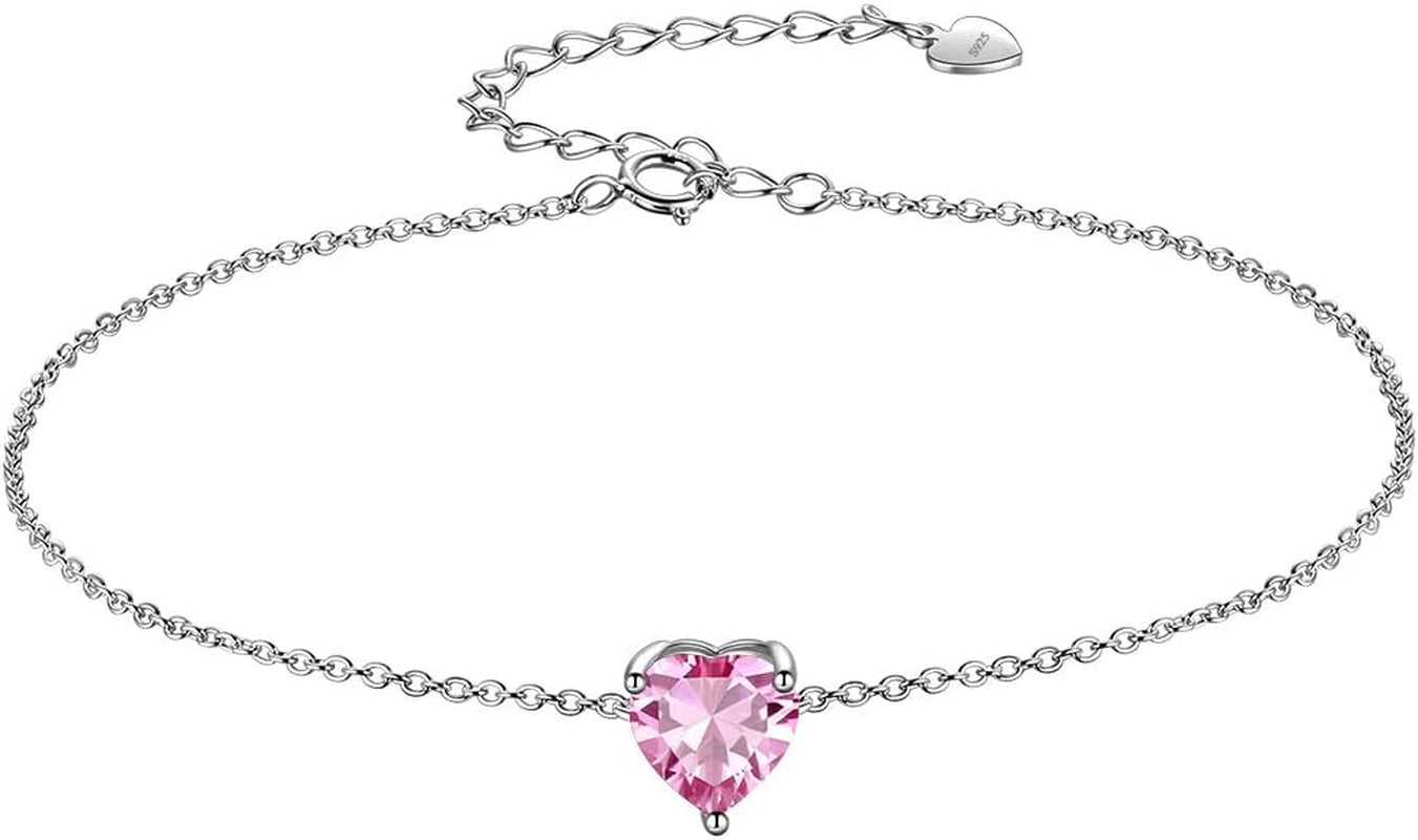 925 Sterling Silver 12 Birthstone Hearts Jewelry Women Crystal Wedding/Engagement/Bridal Heart Necklace/Earring/Ring/Bracelet Sets Jewellery
