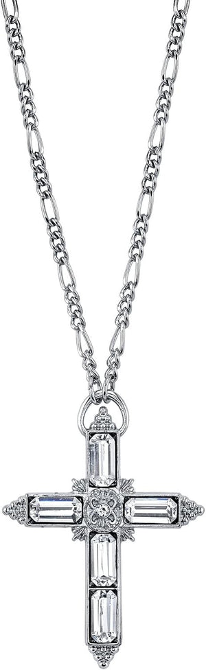 Large Crystal Cross Pendant Necklace for Women 28 Inches