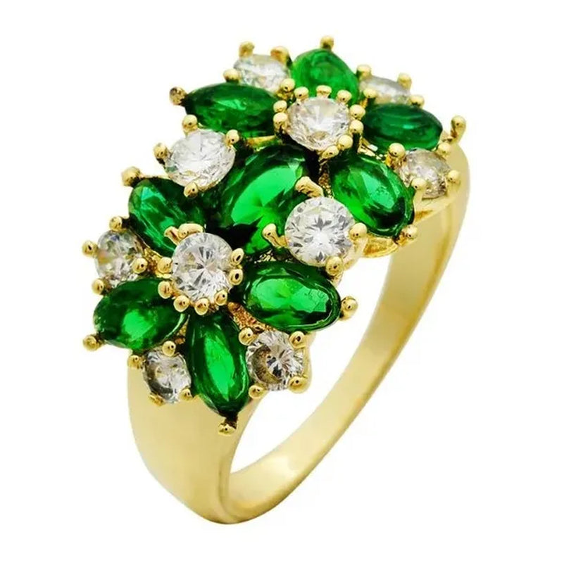 5-Color Natural 6.69CT White/Alexandrite/Sapphire/Ruby/Emerald Diamond 14K Yellow Gold Ring Size 6-10