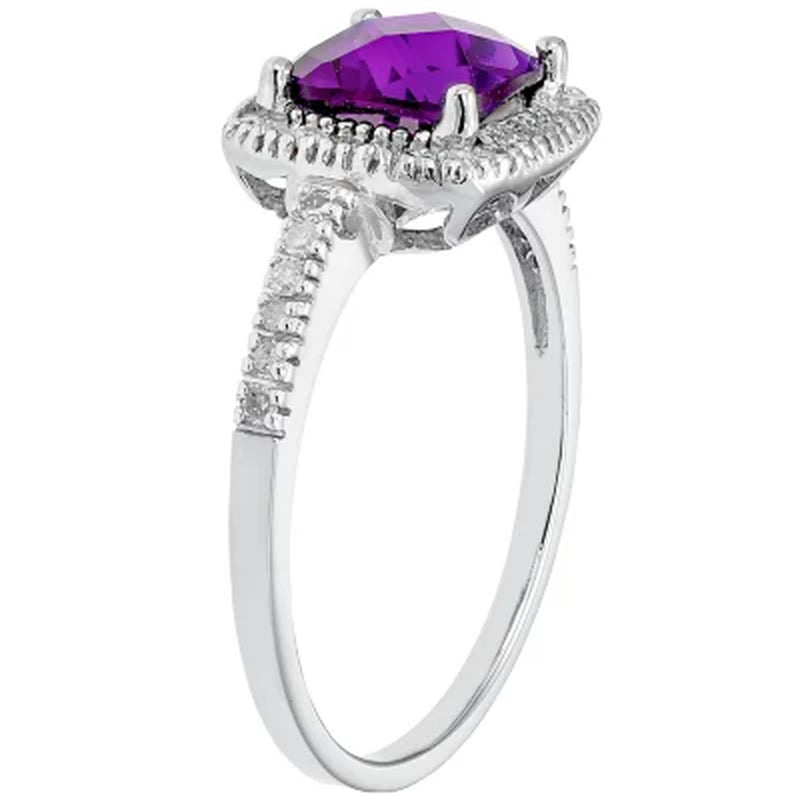 Amethyst and 0.18 CT. T.W. Diamond Ring in 14K Gold