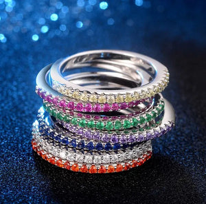 Gorgeous  Silver White Sapphire White Sapphire & Aquamarine & Sapphire & Ruby Ring Rings Natural Gemstones Birthstone Engagement Ring