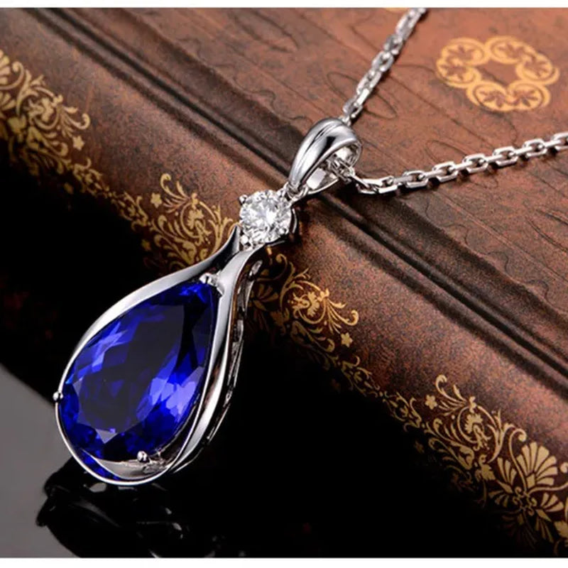 Tanzanite Pendant Sapphire Pendant and Diamond Necklace