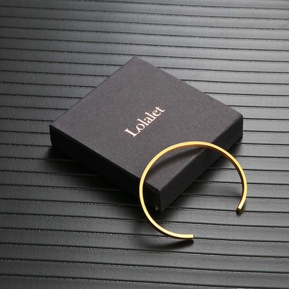 Thin Open Cuff Bracelet, Christmas Gift for Girlfriend Wife Mom, 18K Gold Plated Couples Oval Love Bracelets, Plain Polished Finish Open Cuff Bangle Jewelry Gift for Men Women