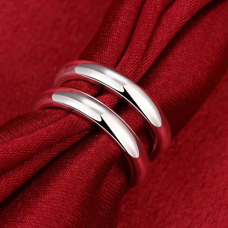 925 Sterling Silver Thumb Finger Ring Opening Double Lines with Vintage Fashion Silver Engagement Rings for Women Men